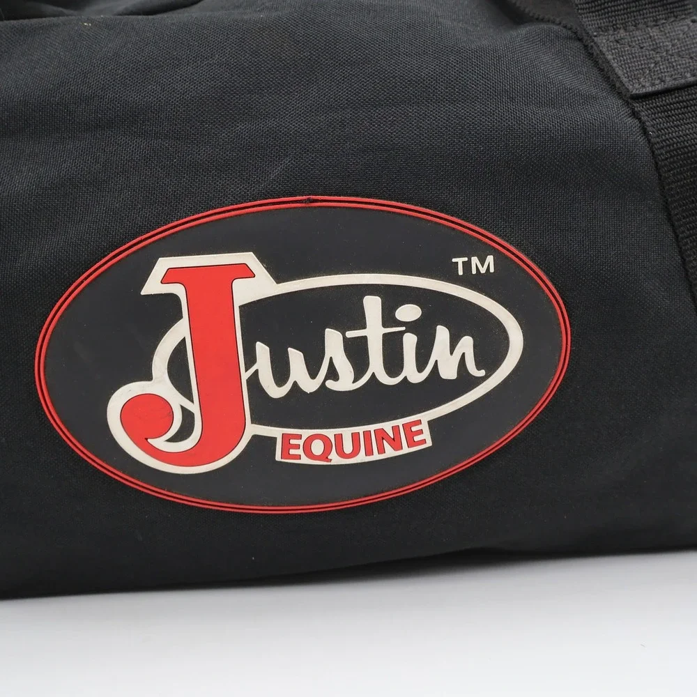 Justin Equine Duffel Bag Large Black Canvas Western Travel Logo